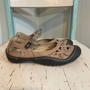 JBU Jambu Wildflower Tan Floral Mary Jane Flats Vegan Memory Foam Shoes Women 7M